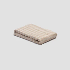 Cafe Au Lait Check Stripe Linen Flat Sheet 7 Cafe Au Lait Check Stripe Linen Flat Sheet -Piglet in Bed Store PigletinBed LinenFlatSheet CafeauLaitCheckStripe 1 greyBG 1522712d 7145 4727 b6b7 8fee55a6076f