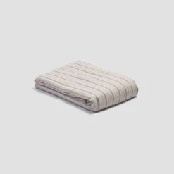 Dusk Blue Ticking Stripe Linen Flat Sheet -Piglet in Bed Store PigletinBed LinenFlatSheet DuskBlueTickingStripe 1 greyBG 9d7bda82 7697 4834 bba5 f8d3fad7c498 1