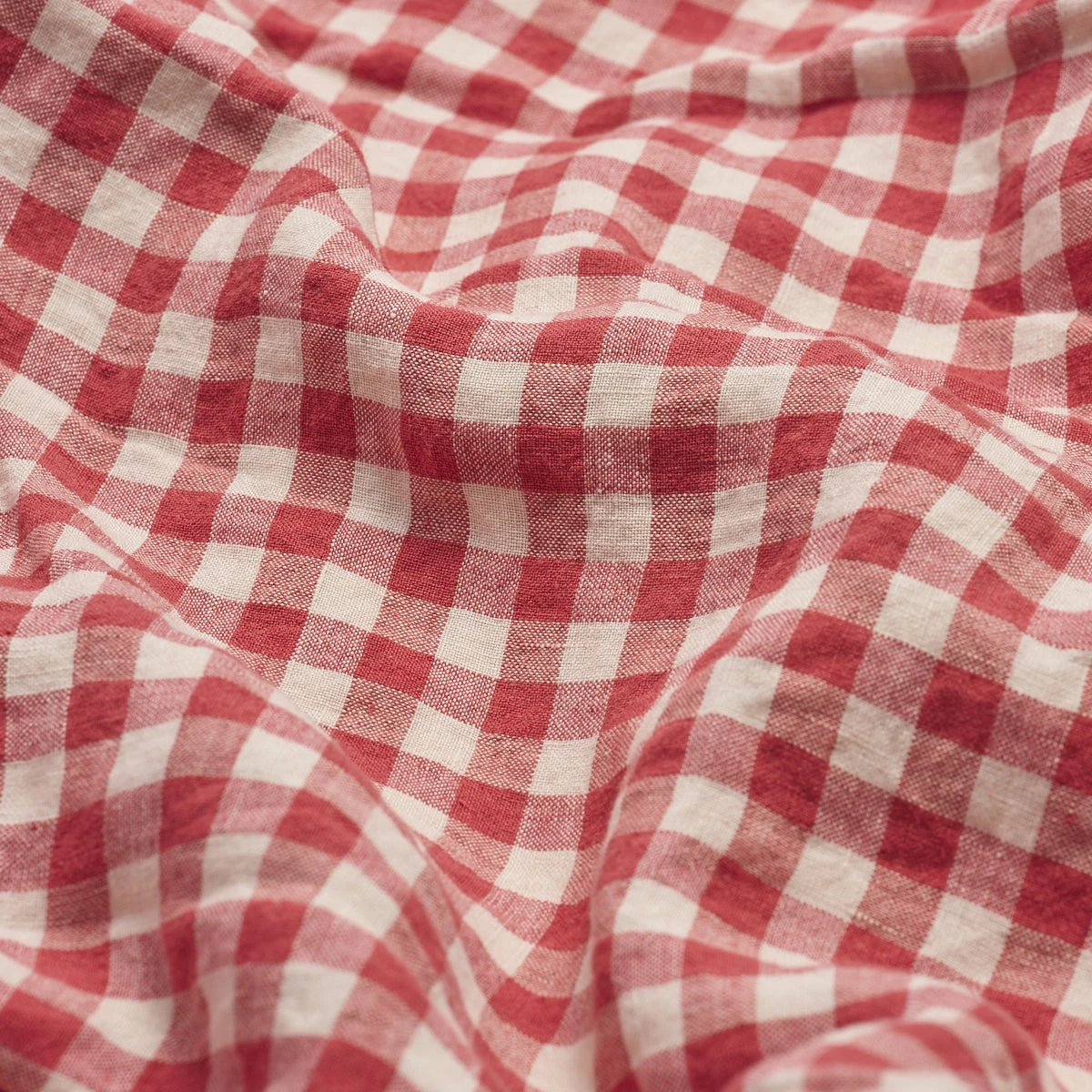 Mineral Red Gingham Linen Fitted Sheet 4 Mineral Red Gingham Linen Fitted Sheet - Image 2