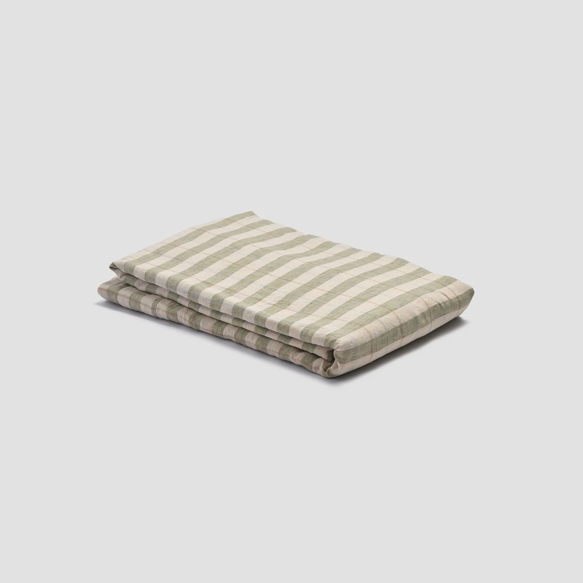 Pear Check Stripe Linen Flat Sheet 5 Pear Check Stripe Linen Flat Sheet - Image 3