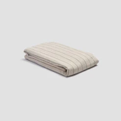 Pear Ticking Stripe Linen Flat Sheet -Piglet in Bed Store PigletinBed LinenFlatSheet PearTickingStripe 1 greyBG b17cf060 d105 4ecb 98fd fdd85b0a19c8