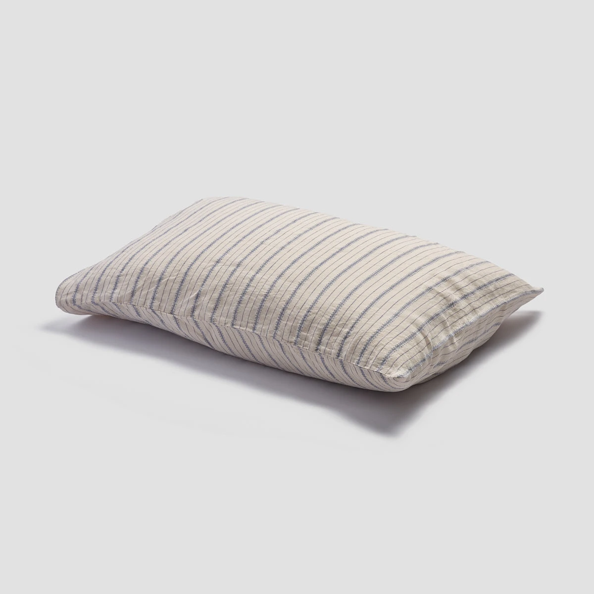 Dusk Blue Ticking Stripe Linen Pillowcase (Pairs) 5 Dusk Blue Ticking Stripe Linen Pillowcase (Pairs) - Image 3