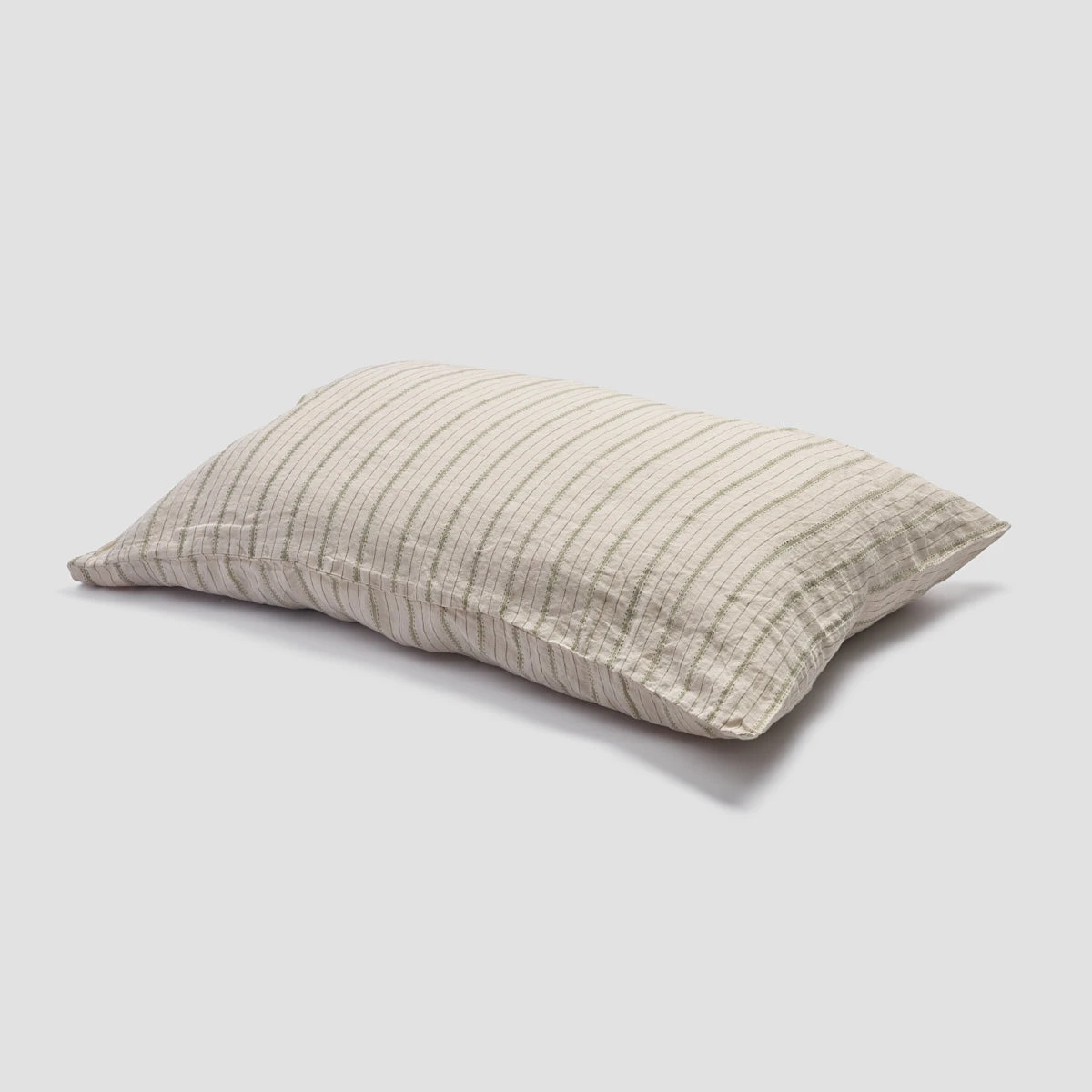Pear Ticking Stripe Linen Pillowcase (Pair) 5 Pear Ticking Stripe Linen Pillowcase (Pair) - Image 3
