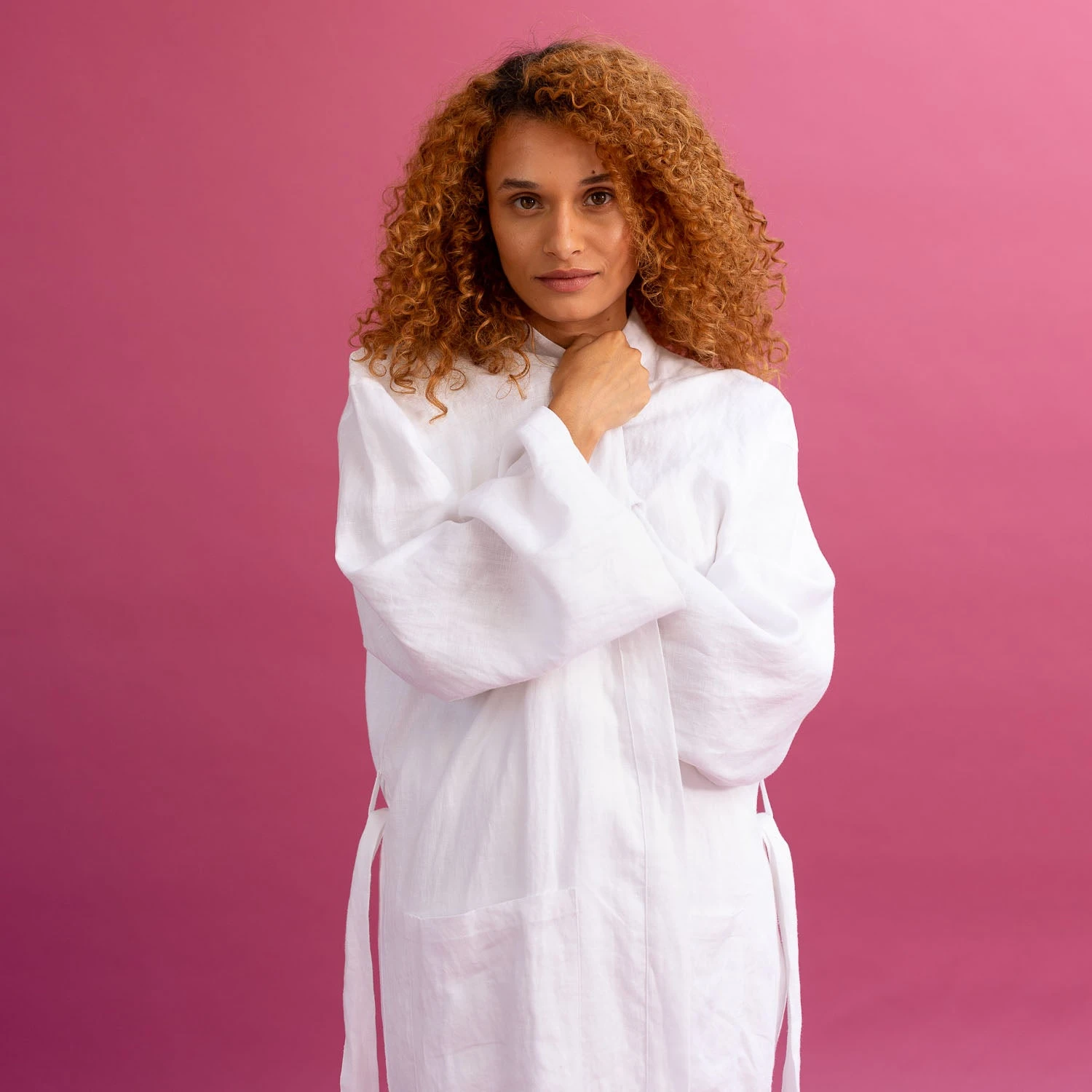 White Linen Robe 5 White Linen Robe - Image 3