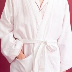 White Linen Robe 12 White Linen Robe -Piglet in Bed Store PigletinBed LinenRobe White 6