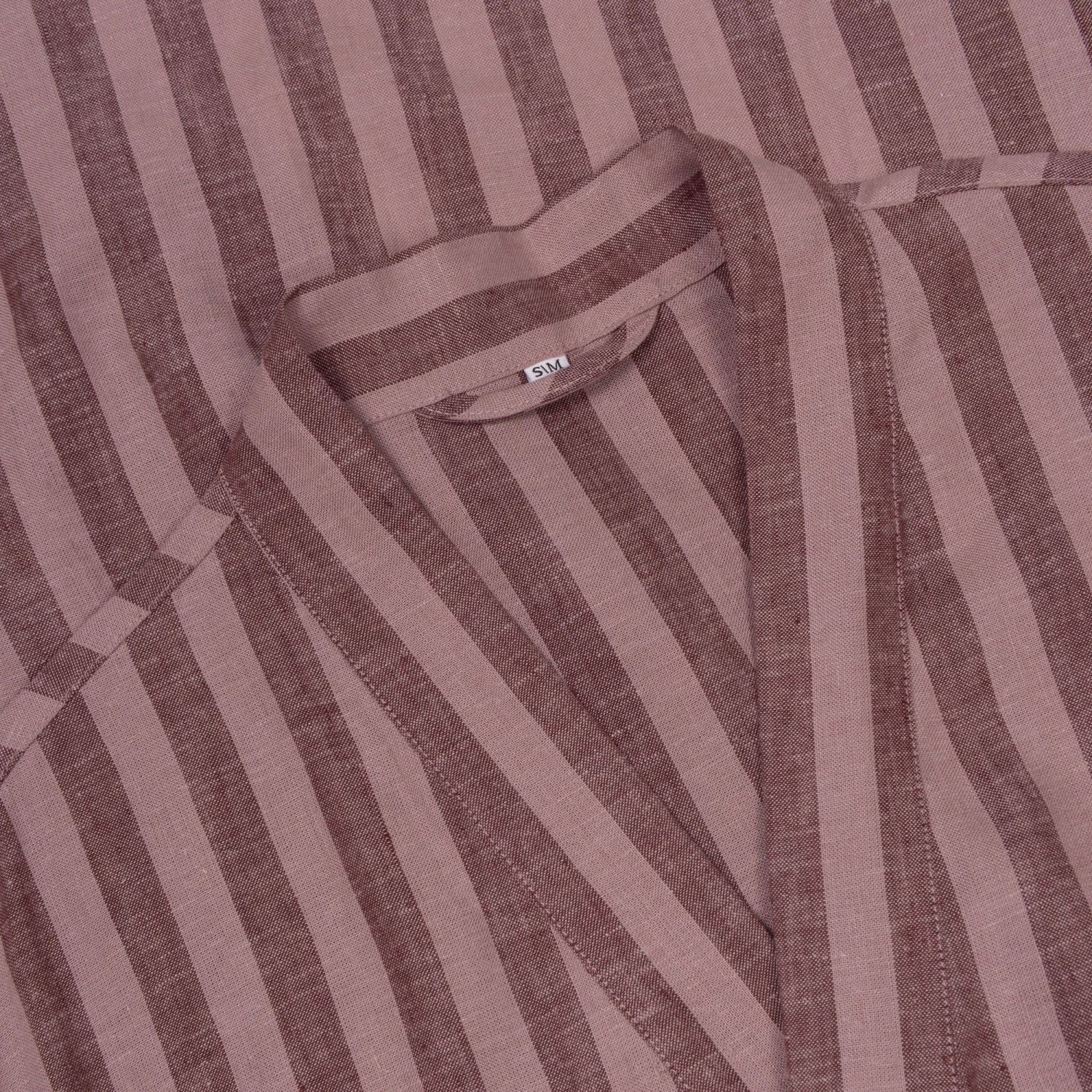 Port & Woodrose Striped Linen Tencel Robe 8 Port & Woodrose Striped Linen Tencel Robe - Image 6