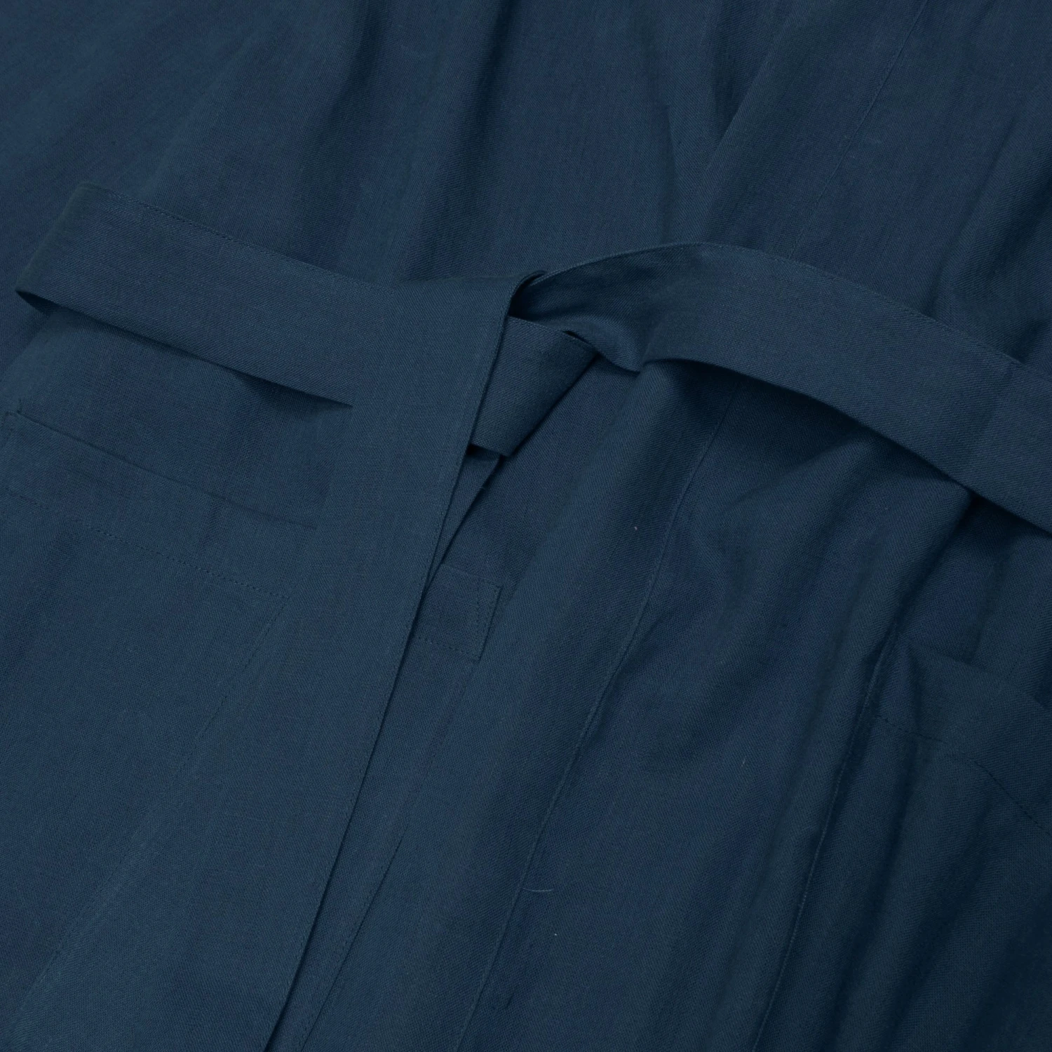 Marine Blue Linen Tencel Robe 5 Marine Blue Linen Tencel Robe - Image 3