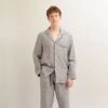 Men's Grey Linen Pyjama Shirt (Top Only) 2 Men's Grey Linen Pyjama Shirt (Top Only) -Piglet in Bed Store PigletinBed Men sLinenPyjamaTrouserSet Grey 4