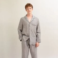 Men's Grey Linen Pyjama Trouser Set 13 Men's Grey Linen Pyjama Trouser Set -Piglet in Bed Store PigletinBed Men sLinenPyjamaTrouserSet Grey 4 38b886f8 9c97 4f9c aa7c e09328f142f5
