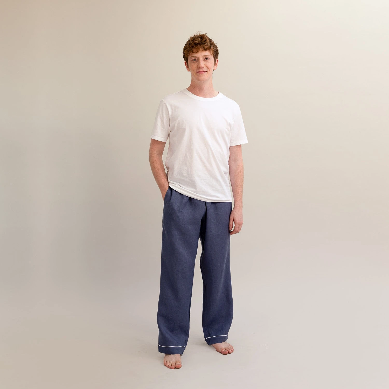 Men's Blueberry Linen Pyjama Trousers 3 Men's Blueberry Linen Pyjama Trousers
