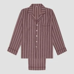 Port & Woodrose Striped Linen Tencel Men's PJ Trouser Set -Piglet in Bed Store PigletinBed Men sLinenTencelStripePJ Port Woodrose TrousersSet
