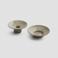 Olive Dining Candle Holder -Piglet in Bed Store PigletinBed PotteryWestCandleholders Olive 1 GreyBG