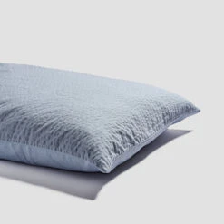 Sky Blue Seersucker Cotton Pillowcases (Pair)