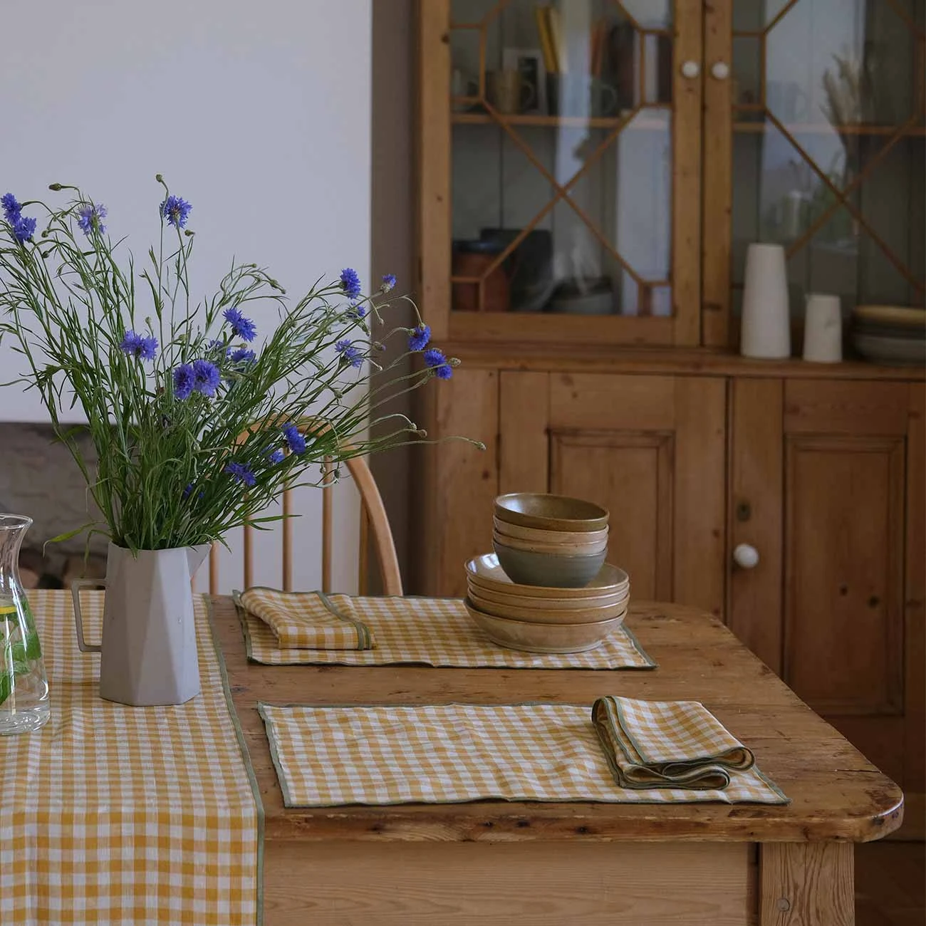 Honey Gingham Linen Napkins Set Of 4 5 Honey Gingham Linen Napkins Set Of 4 - Image 4