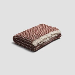 Cinnamon Textured Waffle Throw -Piglet in Bed Store PigletinBed TexturedThrow Cinnamon 1 GreyBG 1
