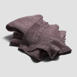 Elderberry Waffle Cotton Throw -Piglet in Bed Store PigletinBed WaffleCottonThrow Elderberry 3 GreyBG
