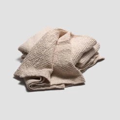 Parchment Waffle Cotton Throw -Piglet in Bed Store PigletinBed WaffleCottonThrow Parchment 3 GreyBG