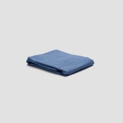 Cove Blue Washed Percale Cotton Fitted Sheet -Piglet in Bed Store PigletinBed WashedCotton FittedSheet CoveBlue 1 greyBG