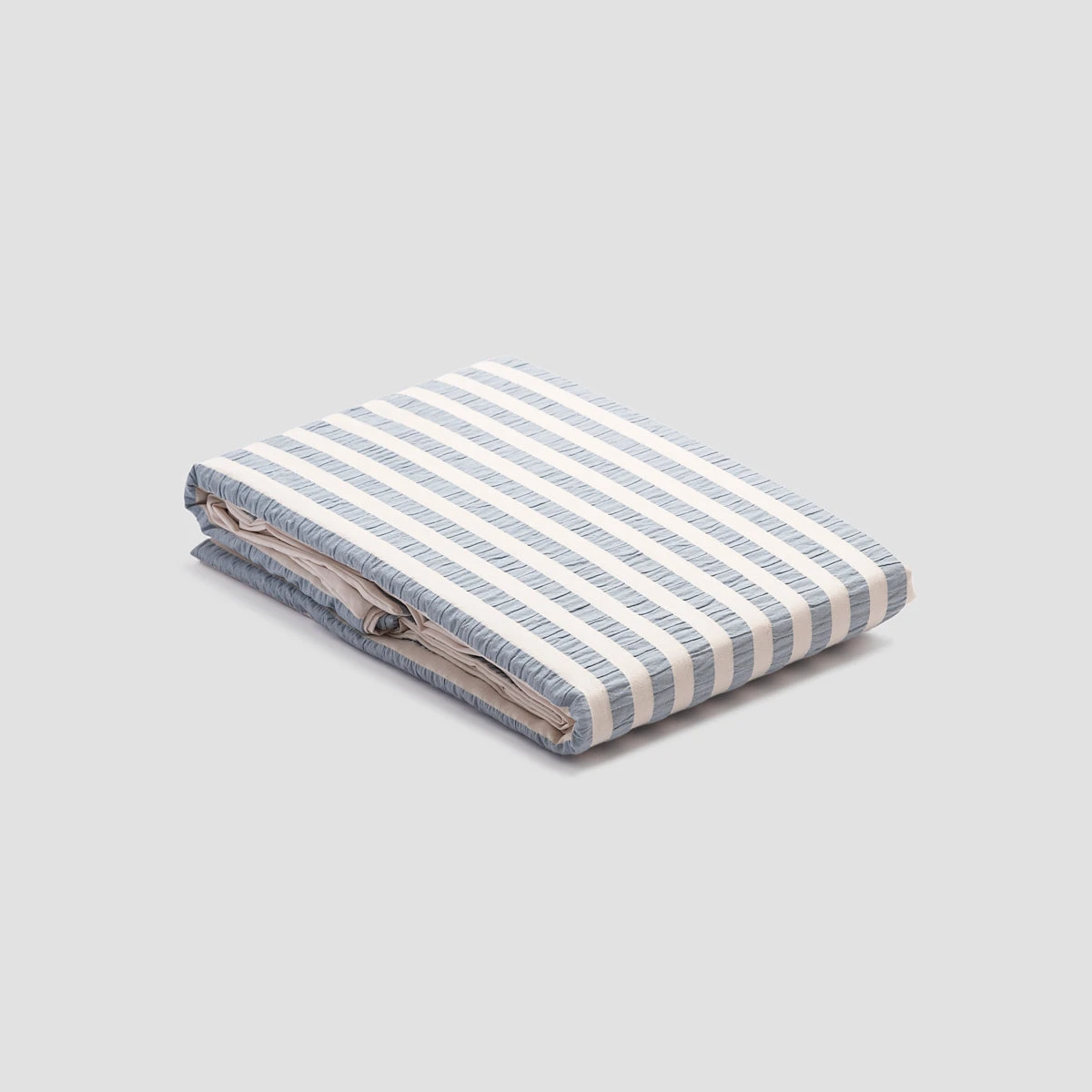 Warm Blue Seersucker Stripe Cotton Duvet Cover 5 Warm Blue Seersucker Stripe Cotton Duvet Cover - Image 3