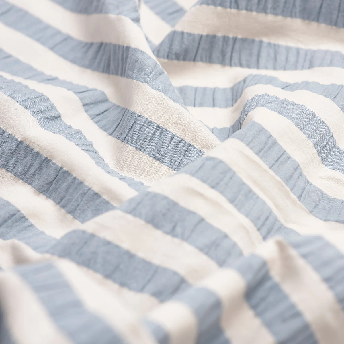 Warm Blue Seersucker Stripe Cotton Duvet Cover 4 Warm Blue Seersucker Stripe Cotton Duvet Cover - Image 2