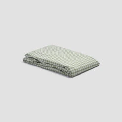 Pear Small Gingham Cotton Fitted Sheet -Piglet in Bed Store PigletinBed WashedCottonFittedSheet PearGingham 1 greyBG 7fd1dc1c 404e 4db4 ae34 8862bbbe52bf
