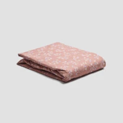 Chestnut Floral Cotton Fitted Sheet -Piglet in Bed Store PigletinBed WashedCottonFittedSheet SpringSprig Chestnut 1 GreyBG