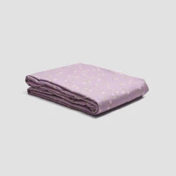 Lupin Floral Cotton Fitted Sheet -Piglet in Bed Store PigletinBed WashedCottonFittedSheet SpringSprig Lupin 1 GreyBG