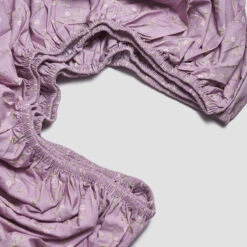 Lupin Floral Cotton Fitted Sheet -Piglet in Bed Store PigletinBed WashedCottonFittedSheet SpringSprig Lupin 2 GreyBG