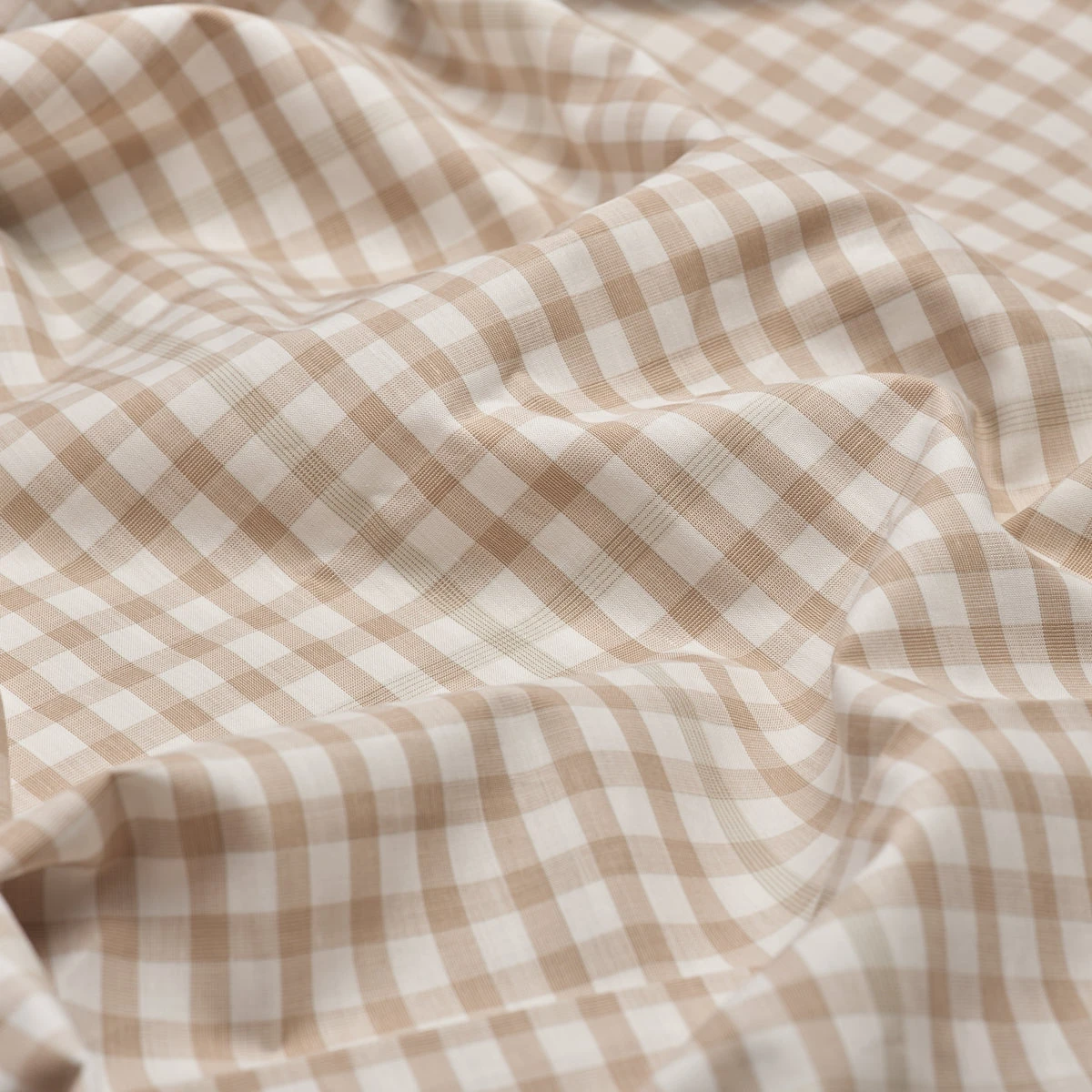 Cafe Au Lait Small Gingham Cotton Flat Sheet 4 Cafe Au Lait Small Gingham Cotton Flat Sheet - Image 2