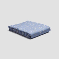 Piglet in Bed Store -Piglet in Bed Store PigletinBed WashedCottonFlatSheet SpringSprig Iris 1 GreyBG