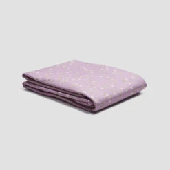 Lupin Floral Cotton Flat Sheet -Piglet in Bed Store PigletinBed WashedCottonFlatSheet SpringSprig Lupin 1 GreyBG