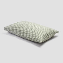 Pear Small Gingham Cotton Pillowcase (Pair) -Piglet in Bed Store PigletinBed WashedCottonPillowcase PearGingham greyBG 52c06b8a 1823 4a30 a0b7 b6ea71219a39