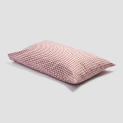 Red Dune Small Gingham Cotton Pillowcase (Pair) -Piglet in Bed Store PigletinBed WashedCottonPillowcase RedDuneGingham greyBG 2310071c a53c 4672 be03 628368a2debd