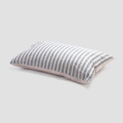 Warm Blue Seersucker Stripe Cotton Bundle 17 Warm Blue Seersucker Stripe Cotton Bundle -Piglet in Bed Store PigletinBed WashedCottonPillowcase WarmBlueSeersuckerStripe greyBG