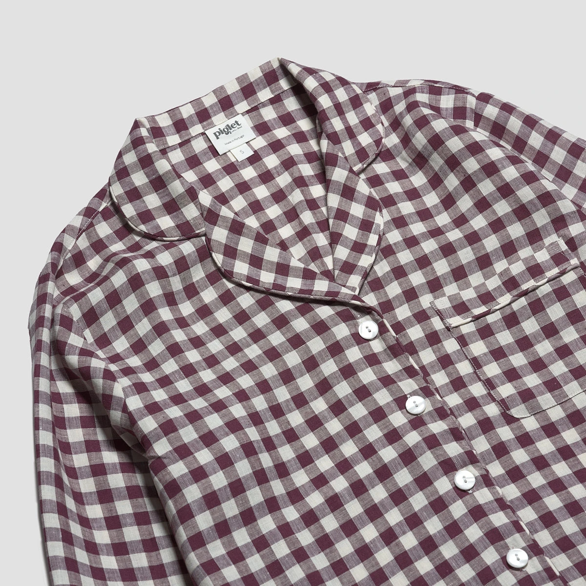 Berry Gingham Pyjama Shirt 6 Berry Gingham Pyjama Shirt - Image 4