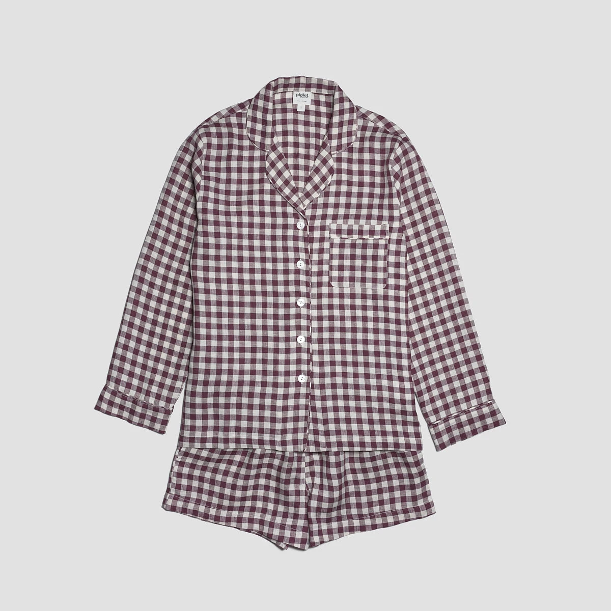 Berry Gingham Pyjama Shorts Set 6 Berry Gingham Pyjama Shorts Set - Image 4