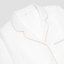 Pearl Linen Tencel Women's Pyjama Shirt -Piglet in Bed Store PigletinBed Women sLinenTencelPJ Pearl ShirtCollarDetail1