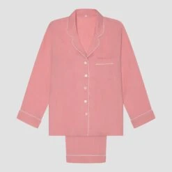 Pink Bloom Linen Tencel Pyjama Trouser Set -Piglet in Bed Store PigletinBed Women sLinenTencelPJ PinkBloom TrousersSet