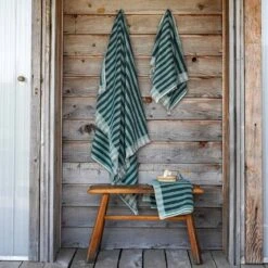 Pine Green Pembroke Stripe Cotton Towels