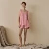 Pink Bloom Linen Tencel Cami Set -Piglet in Bed Store PinkBloomLinenTencilWomen sCamiSet 933