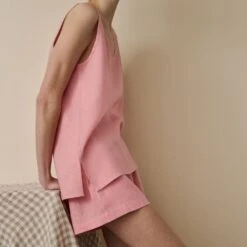 Pink Bloom Linen Tencel Cami Set -Piglet in Bed Store PinkBloomLinenTencilWomen sCamiSet 992 4d02a14d 3984 4ea4 9acb 54e1f6e7348b