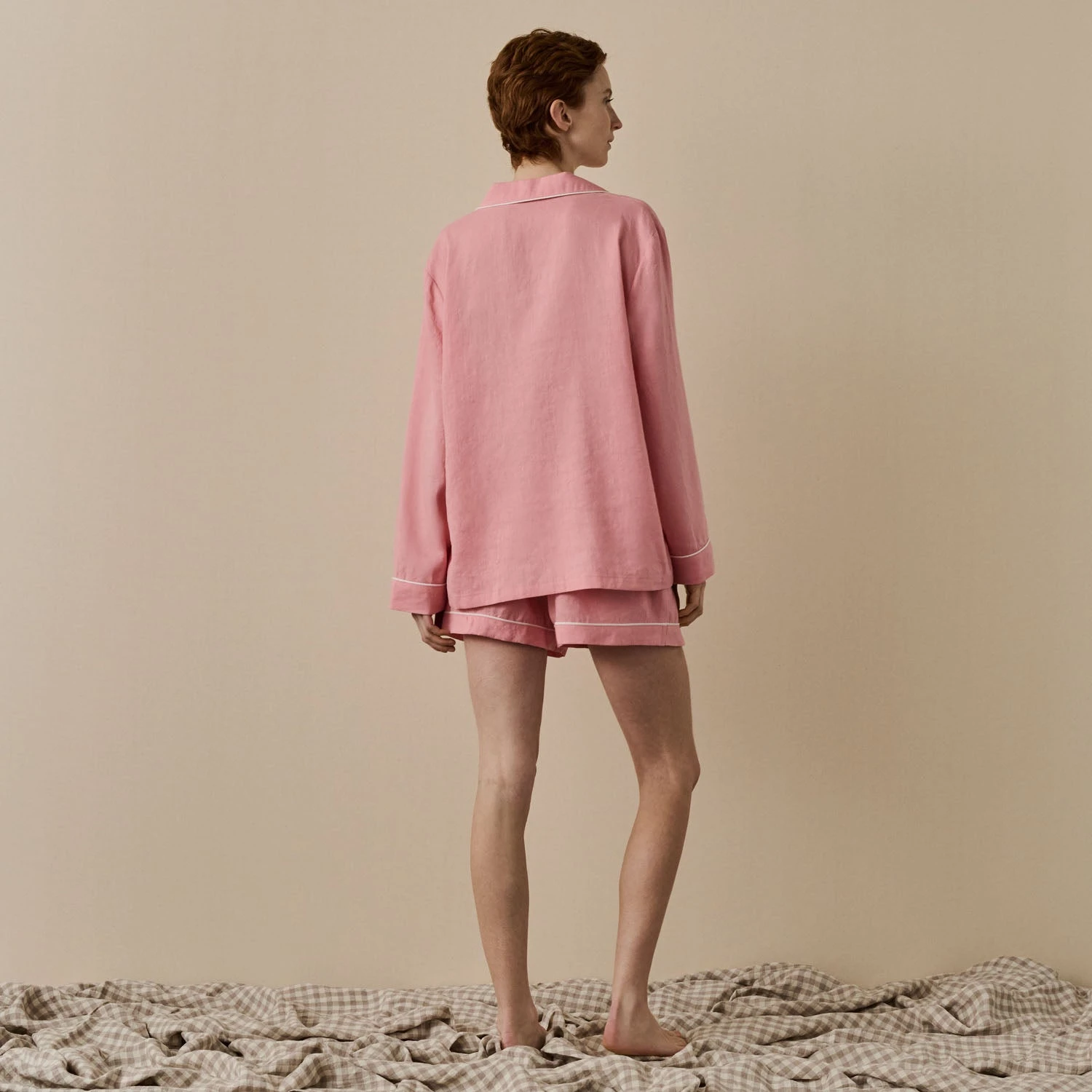 Pink Bloom Linen Tencel Pyjama Shorts 4 Pink Bloom Linen Tencel Pyjama Shorts - Image 2