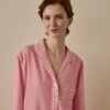 Pink Bloom Linen Tencel Pyjama Shirt 1 Pink Bloom Linen Tencel Pyjama Shirt -Piglet in Bed Store PinkBloomLinenTencilWomen sPyjamaTrouserSet 740