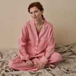 Pink Bloom Linen Tencel Pyjama Trouser Set
