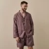 Port & Woodrose Striped Linen Tencel Men's PJ Short Set -Piglet in Bed Store PortandWoodroseStripeLinenTencilMen sPyjamaShortsSet 4957