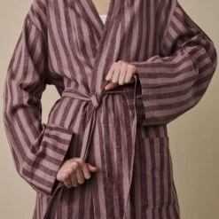 Port & Woodrose Striped Linen Tencel Robe 11 Port & Woodrose Striped Linen Tencel Robe -Piglet in Bed Store PortandWoodroseStripeLinenTencilRobe 3755