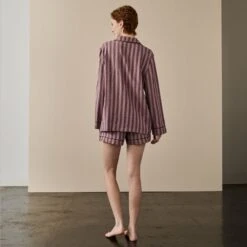 Port & Woodrose Striped Linen Tencel Women's PJ Shorts Set -Piglet in Bed Store PortandWoodroseStripeLinenTencilWomen sPyjamaShortsSet 3366