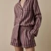 Port & Woodrose Striped Linen Tencel Women's PJ Shorts 1 Port & Woodrose Striped Linen Tencel Women's PJ Shorts -Piglet in Bed Store PortandWoodroseStripeLinenTencilWomen sPyjamaShortsSet 3372