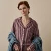 Port & Woodrose Striped Linen Tencel Women's PJ Shirt 2 Port & Woodrose Striped Linen Tencel Women's PJ Shirt -Piglet in Bed Store PortandWoodroseStripeLinenTencilWomen sPyjamaShortsSet 3397