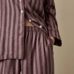 Port & Woodrose Striped Linen Tencel Women's PJ Trouser Set -Piglet in Bed Store PortandWoodroseStripeLinenTencilWomen sPyjamaTrouserSet 3287